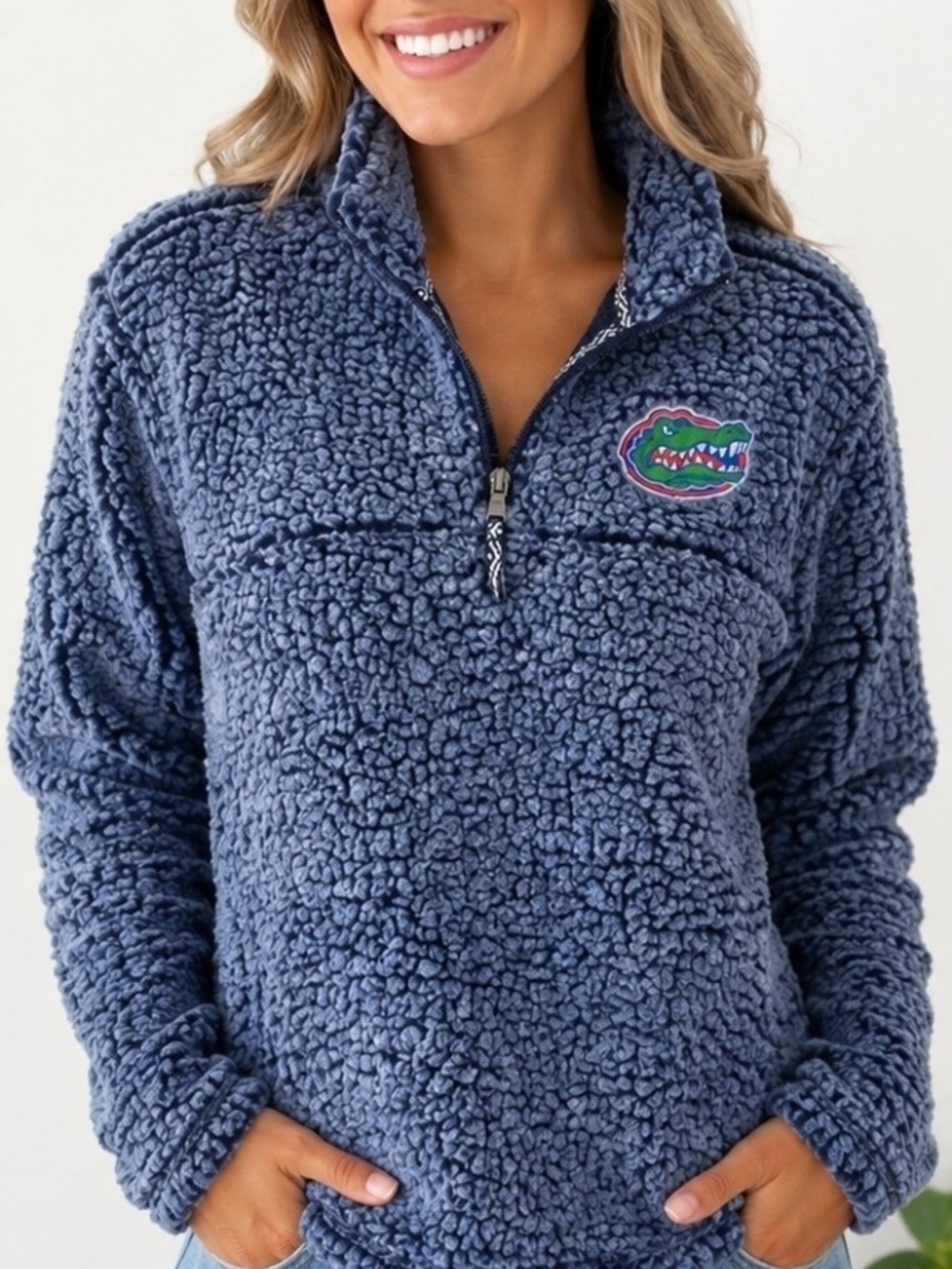 Boxercraft Florida Gators Sherpa Quarter Zip Fleece Pullover Blue Small NCAA UF
